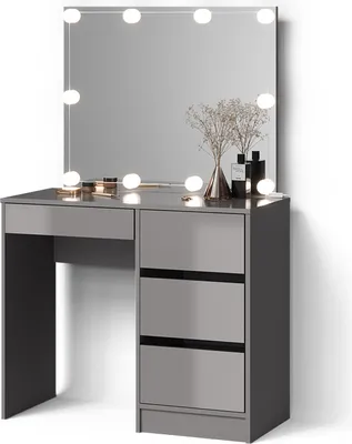 Produktbild von Schminktisch Livinity Imola Grau mit LED Beleuchtung und Hocker, Model 52425