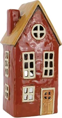 Produktbild von Teelichthaus Lichterhaus Nyhavn 23cm Braun Keramik Fachwerkhaus Teelichthalter