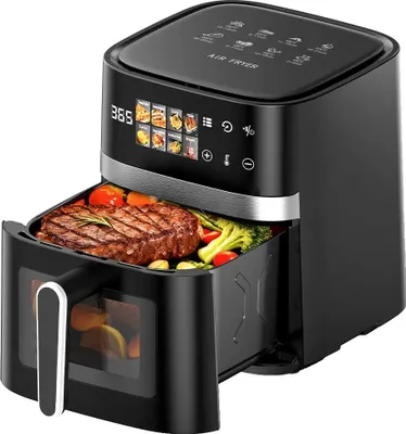 Image de Friteuse à air chaud, 8 modes de cuisson en 1, Écran LED numérique, Noir, EU