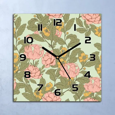 Produktbild von Wanduhr Echt-Glas-Küchenuhr Vintage Blumen Retro Quarz 30x30 Deko Bilder