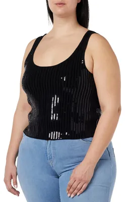Produktbild von 7 For All Mankind – Top mit Pailletten und Fransen, Viskose, Schwarz