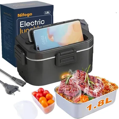 Productafbeelding van Elektrische lunchbox, draagbare voedselverwarmer, roestvrijstalen container, 1,8 liter
