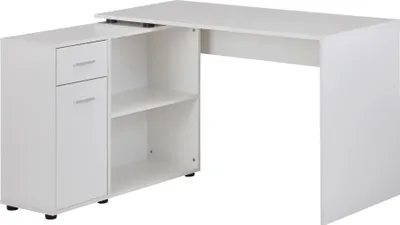 Produktbild von WOHNLING Schreibtisch Regal Eckschreibtisch Weiß Bürotisch 120 cm Home Office