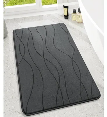 Produktbild von Badezimmerteppich Memoryschaum rutschfest waschbar weich saugfähig 60x90cm Dunkelgrau