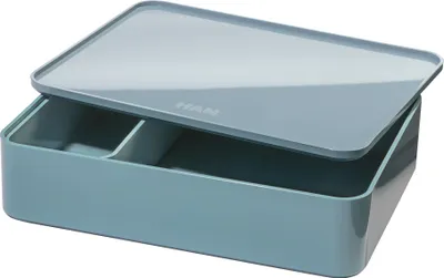 Produktbild von HAN Schubladenbox Allison SMART-ORGANIZER Utensilienbox mit Innenschale und Deckel/Serviertablett, stapelbar, für Büro, Schreibtisch, Badezimmer, Küche, möbelschonende Gummifüße, 1110-44, blau