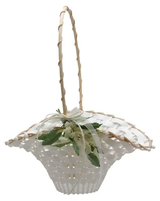 Produktbild von Blumenkörbchen für die Hochzeit mit Trockenblumen in Weiß
