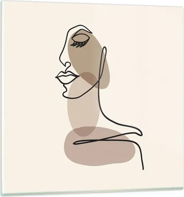 Produktbild von Bilder auf glas - Einteilig - Zeichnung einzeilig Frau - 70x70cm - Glasbilder - Wandbilder - Bilder - zum Aufhängen bereit - Wanddekoration aus Glas - Glas Bilder - Wandbild auf Glas - GAC70x70-4612
