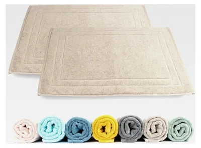 Produktbild von Badvorleger Set 2-teilig | 100% Baumwolle Frottee Duschvorleger 50x70 cm | Badezimmermatte 700 g/m² | Schnelltrocknend und Saugfähig