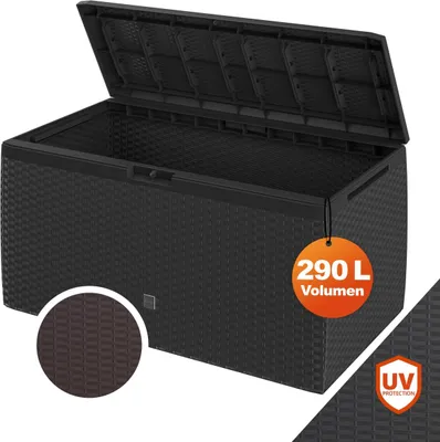 Produktbild von CASARIA® Auflagenbox XXL 290L Wetterfest Haltegriffe Rollen UV-beständig Garten Terrasse Balkon Truhe Gartenbox, Modell/Farbe:Rato PLUS anthrazit