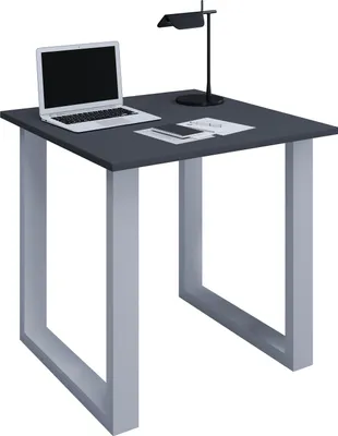 Productafbeelding van Houten bureau | H. 76 x B. 80 x T. 80 cm | Computertafel eenvoudig | voeten gemaakt van hoogwaardig metaal | Werktafel | Kantoormeubilair - Lona U
