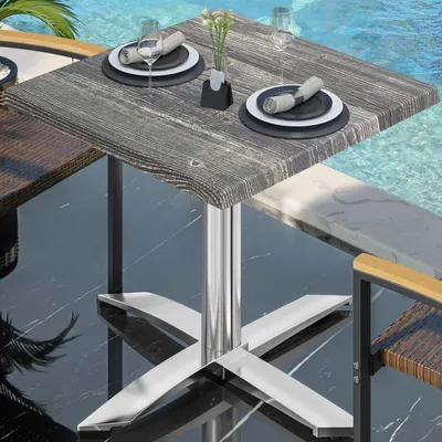 Produktbild von WTG | Bistro Außen Tisch | B: T: H: 70 x 70 x 75,5 cm | Rustikal Kiefer / Aluminium | Quadratisch | Bistro Tisch Gastro Tisch