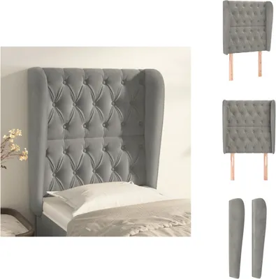 Produktbild von vidaXL Kopfteil mit Ohren Hellgrau 83x23x118/128 cm Samt -  Kopf- & Fußenden