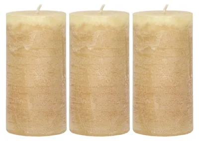 Zdjęcie produktu dla Zestaw 3 świec Pomax, wykonanych z wosku parafinowego, koloru miodowego, średnica 7 cm, wysokość 14 cm