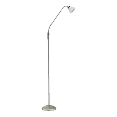 Imagen del producto de Lámpara de pie LED AXARA, LED/5W, 3000K, acabado níquel satinado/blanco L: 215, H: 1640, con interruptor