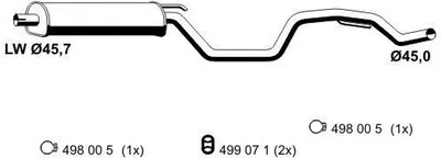 Produktbild von ERNST 043113 Mittelschalldämpfer Schalldämpfer für OPEL Vectra C Limousine (Z02) Vectra C CC (Z02)