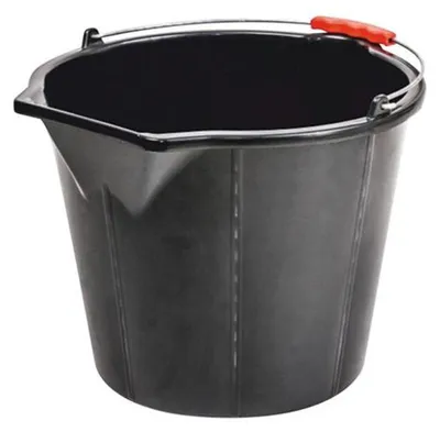 Obrázek produktu pro Vědro ReCycled® STRONG 15 litrů, konstrukce, s výlevkou, extra silné, plastová rukojeť, černá barva