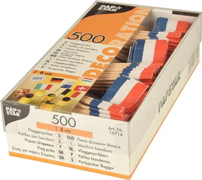 Produktbild von Papstar Deko Picker Flaggen Niederlande Fahnenpicker 8cm 500 Stück
