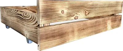 Produktbild von Lermowood Schubladen-Set für Palettenbett M2 Geflammt 30cm- Massives Kiefernholz auf Rollen