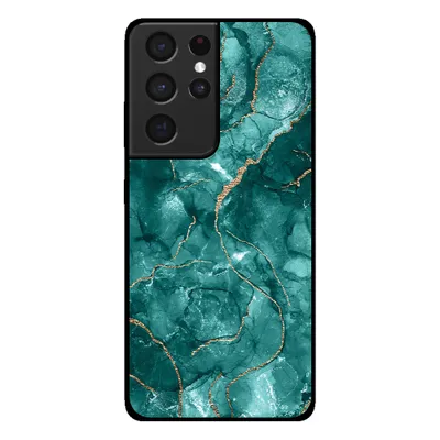 Obrázok produktu pre Smartphonica Puzdro na telefón pre Samsung Galaxy S21 Ultra s mramorovou potlačou - Zadný kryt z TPU s mramorovým dizajnom - Gold Green