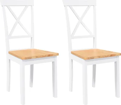 Image de vidaXL Chaises de salle à manger 2 pcs. Blanc Bois massif Hévéa
