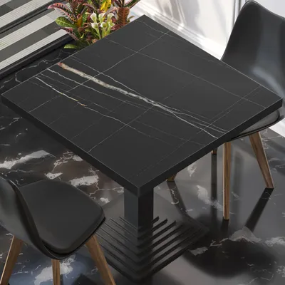 Produktbild von BRASIL | Gastro Tischplatte | B:T 50 x 50 cm | Schwarz Marmor | Quadratisch | Gastro Tischplatte