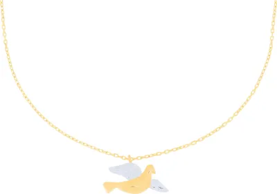 Produktbild von 585er Gelbgold Collierkette Taube bicolor