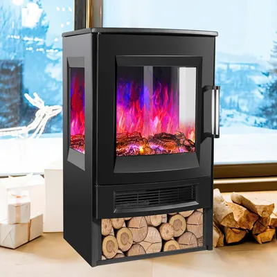 Obrázok produktu pre Jayseuw elektrický krb 900W/1800W krb elektrický 8 plameňov farebný stojaci krb s diaľkovým ovládaním