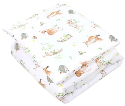 Produktbild von TupTam Kinder Gemusterte Bettdecken Set Ganzjahresdecke Bettdecke Kopfkissen Flachkissen 2tlg., Farbe: Wald Tiere Braun Beige Fuchs Reh Igel Eichhörnchen, Größe: 135x100 cm