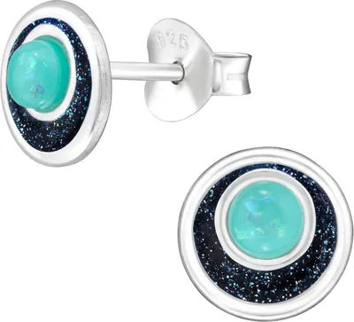 Produktbild von 925 Sterling Silber Ohrstecker mit synthetischem Opal