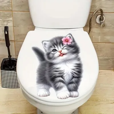 Produktbild von GKA WC-Deckel Aufkleber Tiere Toilettendeckel Tattoo selbstklebend Toilette - zwinkerne Katze