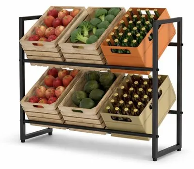 Produktbild von Freistehender Getränkehalter – Schwarz, multifunktionaler Kratenträger für Bier, Wein & Wasserflaschen