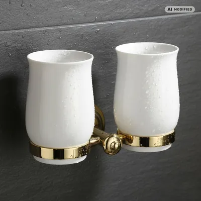Image de PaulGurkes Gobelet de Bain en Or Céramique Double Support Antique Rétro