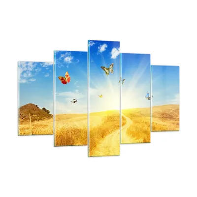 Produktbild von Bilder auf glas - Schmetterlinge Wiese Gras - 150x100cm - Glasbilder - Wandbilder - Kunstdruck - zum Aufhängen bereit - Wanddekoration aus Glas - Glas Bilder - Wandbild auf Glas - GEA150x100-0517