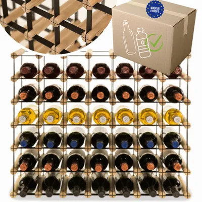 Produktbild von MODO24 Weinregal, 42 Flaschen, Flaschenhalter, Weinständer, Erweiterbar, Holz Metall, Industrial Loft, Küche, 62,5x72,5x25 cm, Natur, RW8