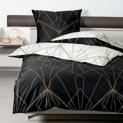 Produktbild von Janine Mako-Satin Bettwäsche J.D. 87054 bronzebraun schwarz 200x220 cm + 2x 80x80 cm