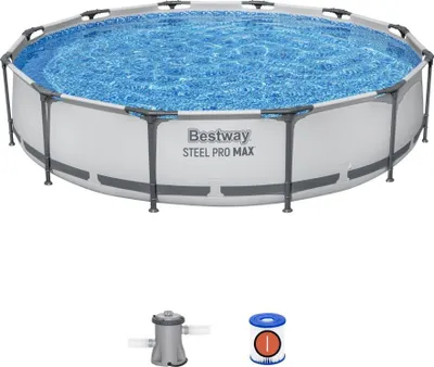 Produktbild von Aufstellpool-Set Bestway Steel Pro Max 366x76 cm mit Kartuschenreiniger 1.249 L/S