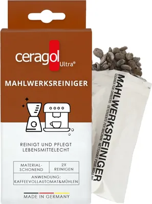 Produktbild von ceragol ultra Mahlwerksreiniger - Mühlenreiniger für alle Kaffeevollautomaten und Mühlen, 2 Sachets für 2 Anwendungen