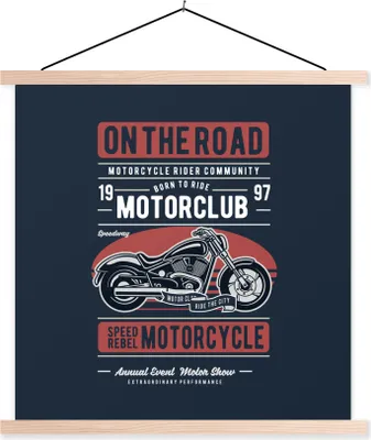 Produktbild von MuchoWow® Textilposter Motorrad - Retro - Zitat 40x40 cm mit holzfarbenen Rahmen - Posterleiste