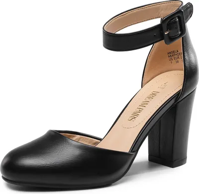 Produktbild von DREAM PAIRS Damen Pumps mit hohem Blockabsatz und geschlossener Zehenpartie klobige Hochzeits-Pumps,Size 38,Schwarz-Pu,Angela