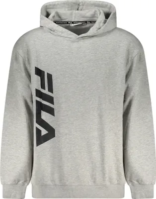 Produktbild von Grauer Herrenpullover mit Kapuze und Print – Langarm, gefüttert