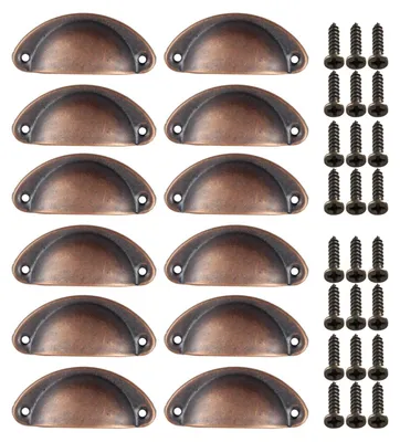 12 Schalengriffe inkl. Schrauben 82x35mm antik kupfer