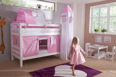 Produktbild von Etagenbett Benni Weiß Lackiert Buche Massiv 90x200 cm mit Rollrosten