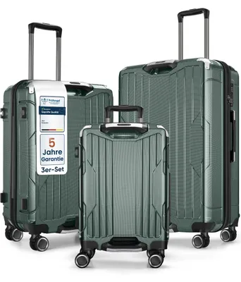 Produktbild von 4FLY Aluminium-Rahmen Hartschalen Reisekoffer Set 3-teilig Ultraleicht (M/L/XL) aus PC+ABS – mit TSA-Schloss, 4 Spinner-Doppelrollen, Handgepäck