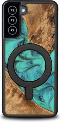 Produktbild von Holzhülle Bewood Unique - Turquoise für MagSafe für Galaxy S21 FE