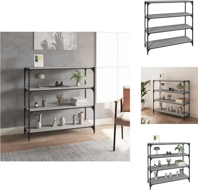 Produktbild von vidaXL Bücherregal Grau Sonoma 100x33x100 cm Holzwerkstoff und Stahl -  Bücherregale & Bücherschränke