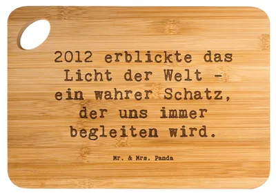Produktbild von Mr. & Mrs. Panda Frühstücksbrettchen Spruch 2012 Geburtstag - Transparent - Geschenk, Happy Birthday, Glück, Geburtstagsgeschenk, Hackbrett, Brett, Holzbrett, Jahr, Alter