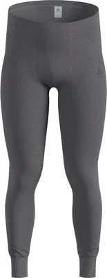 Graue Odlo Active Warm Base Layer Tights mit elastischem Bund und Bündchen am Beinabschluss