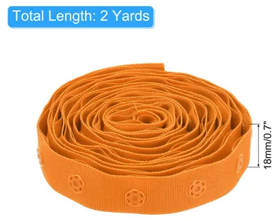 Image de Bande de Boutons-Pression de 2 Yards pour la Couture, Ruban de Boutons-Pression en Coton pour Všºtements, Artisanat DIY, Orange