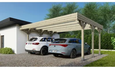 Immagine prodotto di Tettoia posto auto coperto in legno 6.06x5.03 m - 30 m2 - copertura PVC  