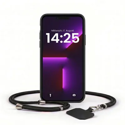 Produktbild von Handyhülle für Apple iPhone 13 Pro Max mit Handykette Band Kordel Hülle Case Schutzhülle Schwarz